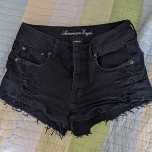 AE High Waisted Festival Black Jean Shorts